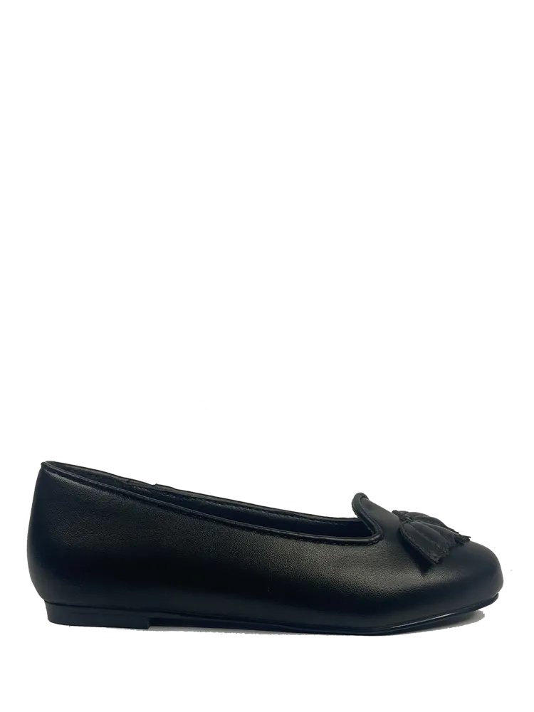 KIDS Lydia Flat Bat Black Matte Support Walk Slip-On Style