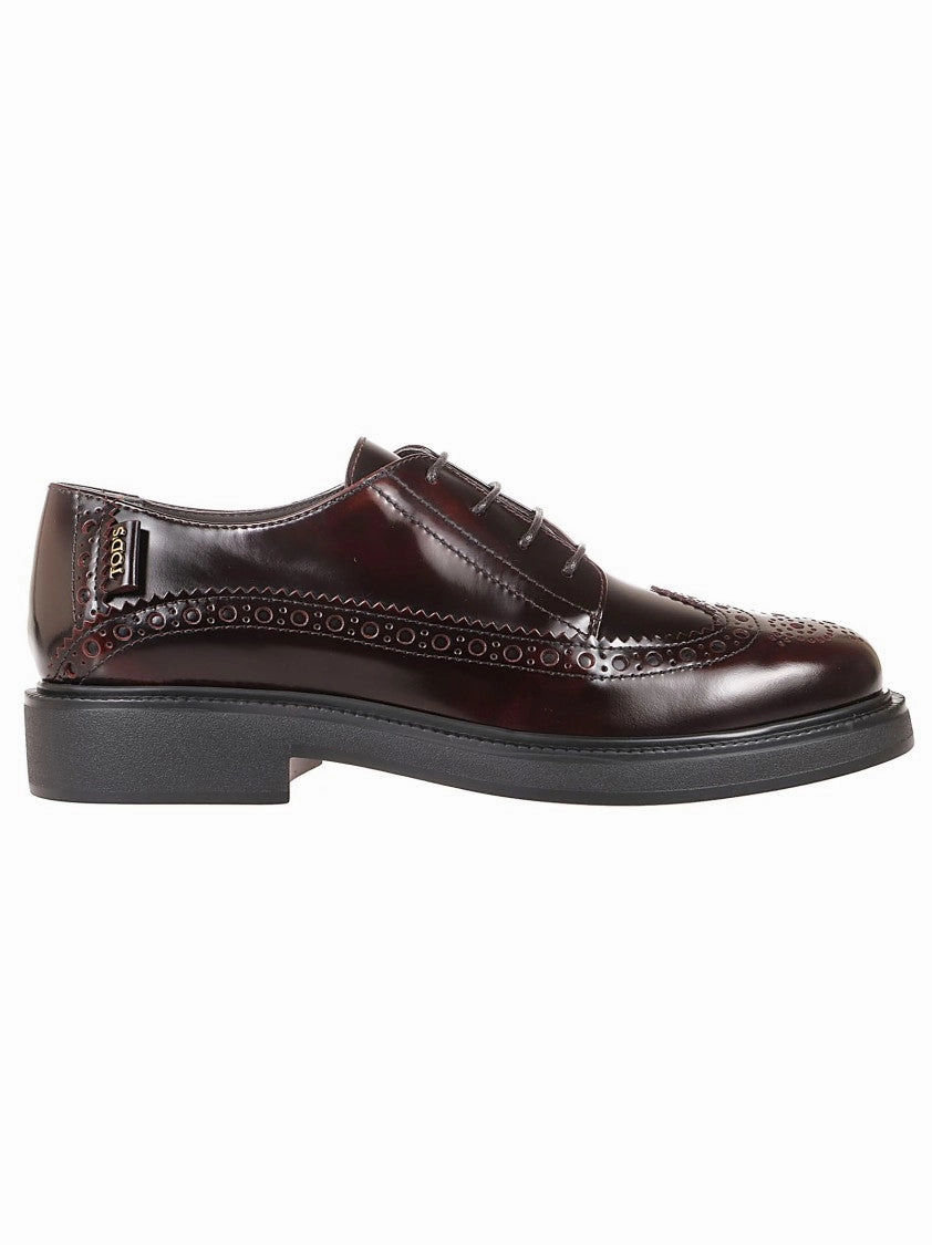 Brogue Leather Lace-Up Shoes With Polished Finish Office-Ready Footwear