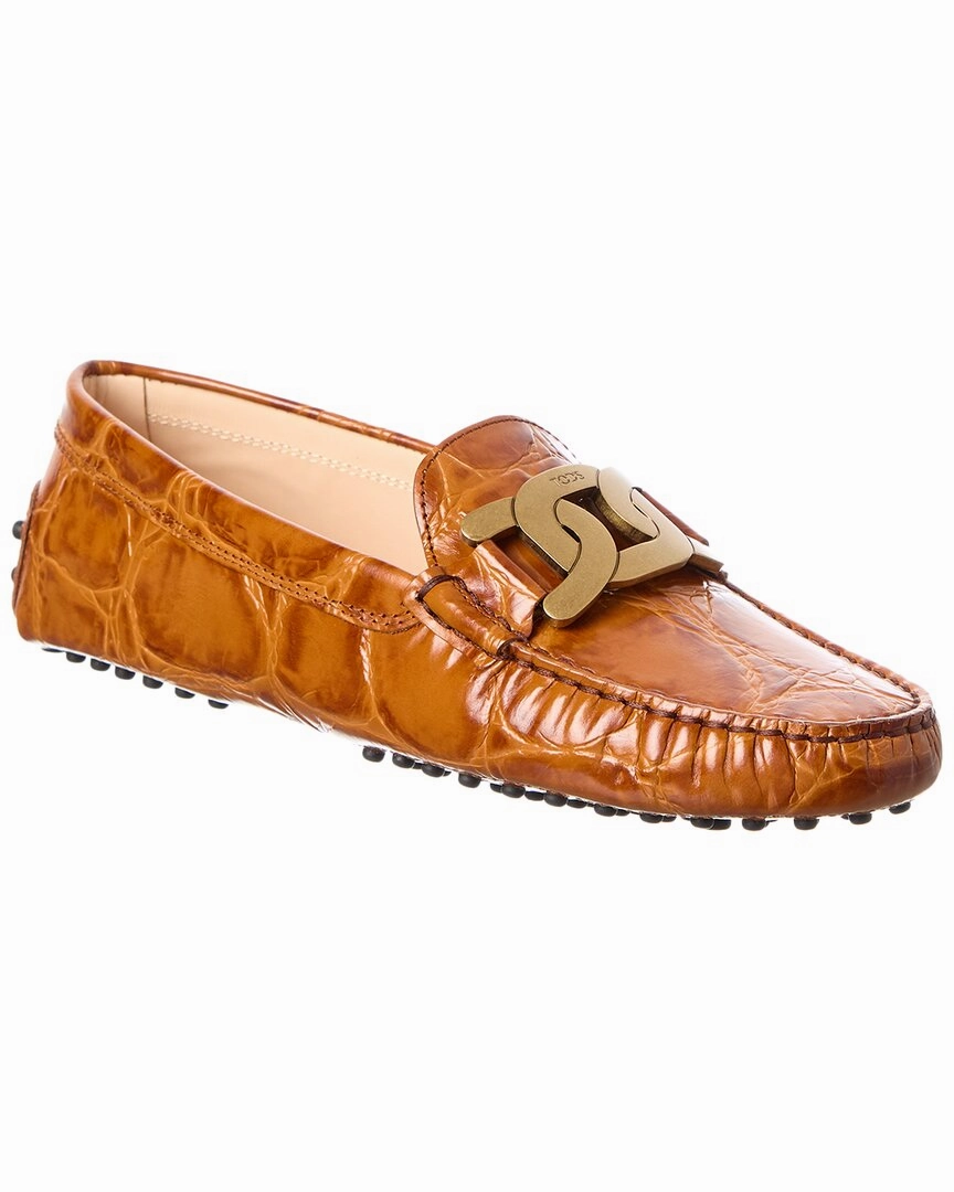 TOD??s Croc-Embossed Leather Loafer Sleek Comfort Soft Finish