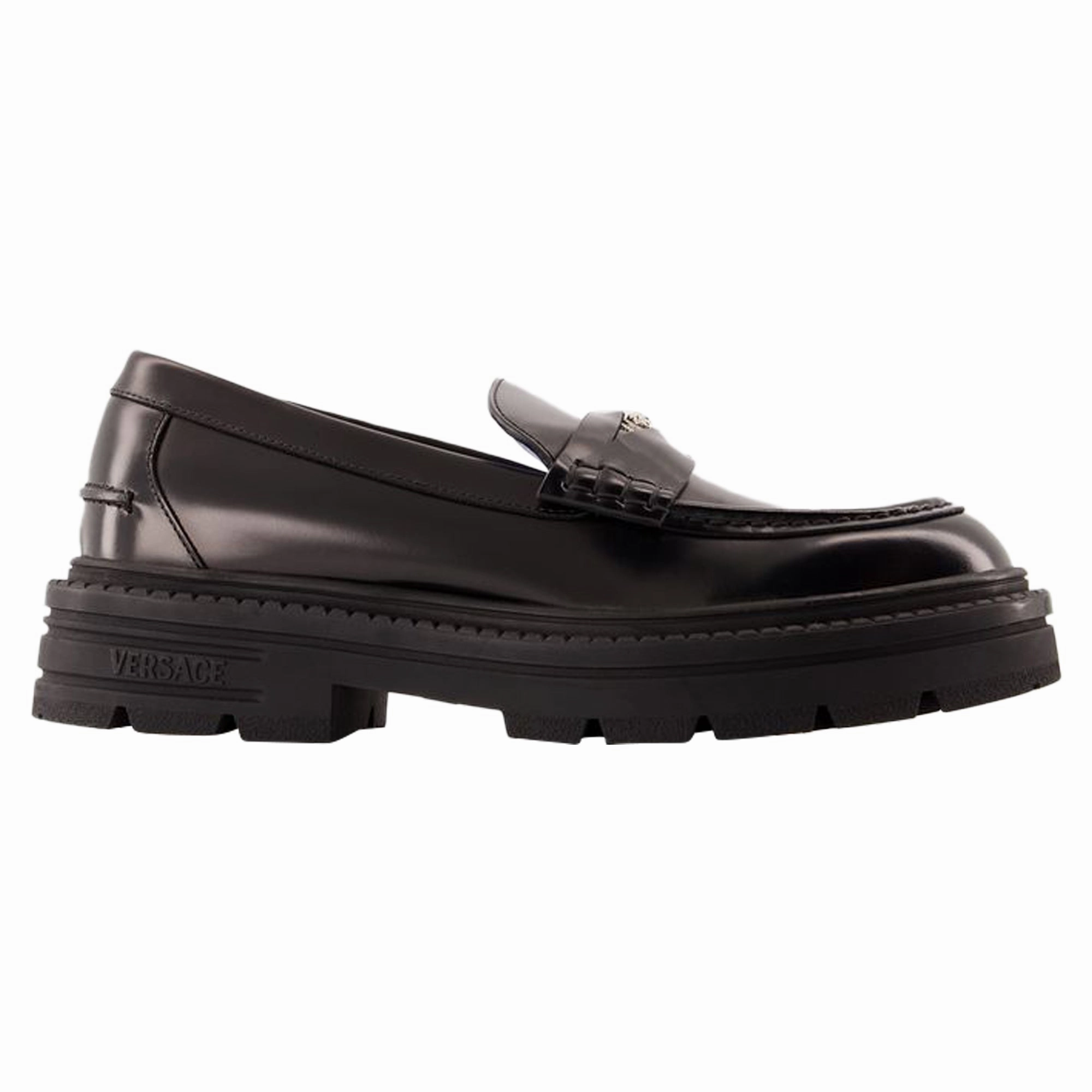 Ground Free Adriano Flat Shoes - Versace - Leather - Black