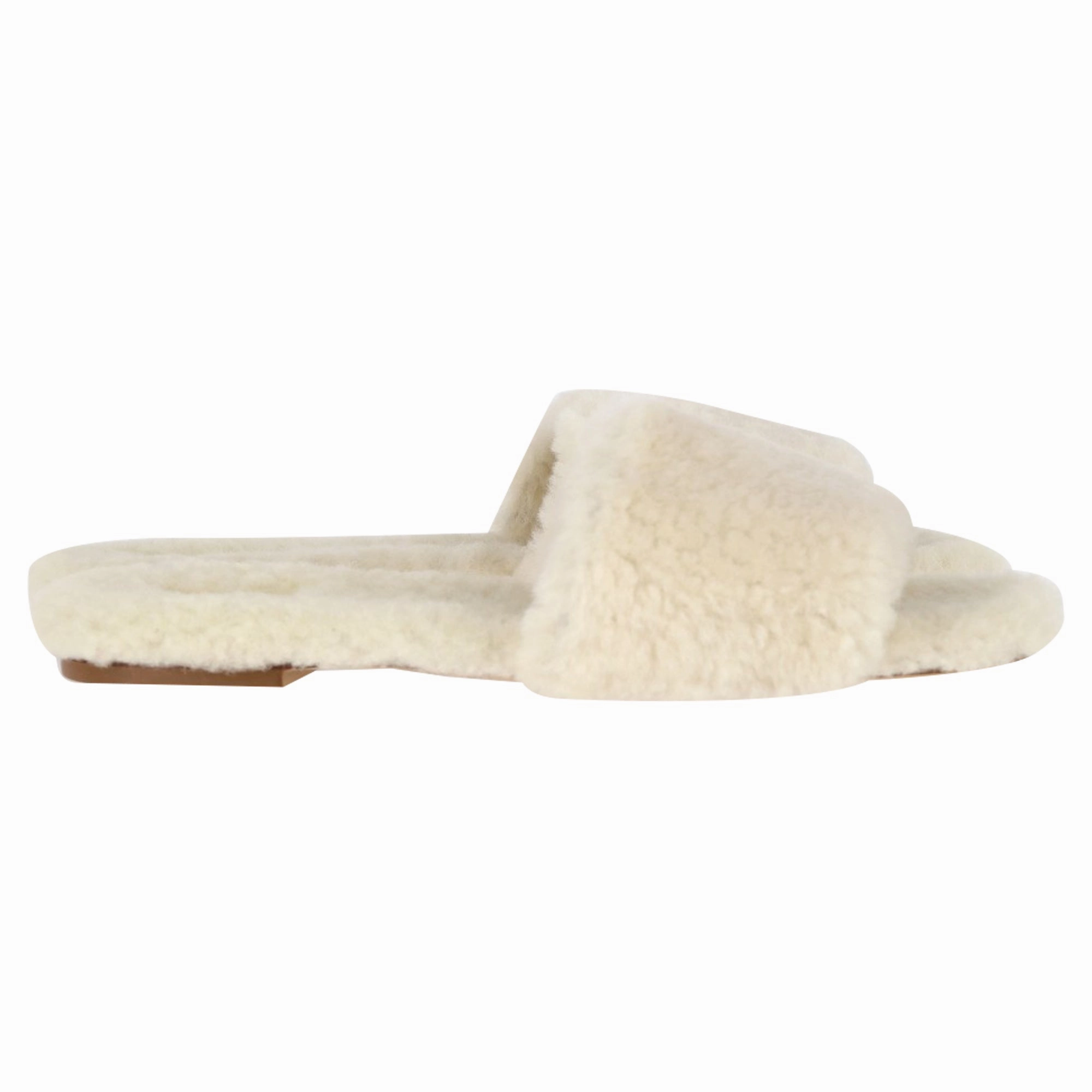 Aeyde Anna Shearling Slides in White Fur All-day Walking Shoes