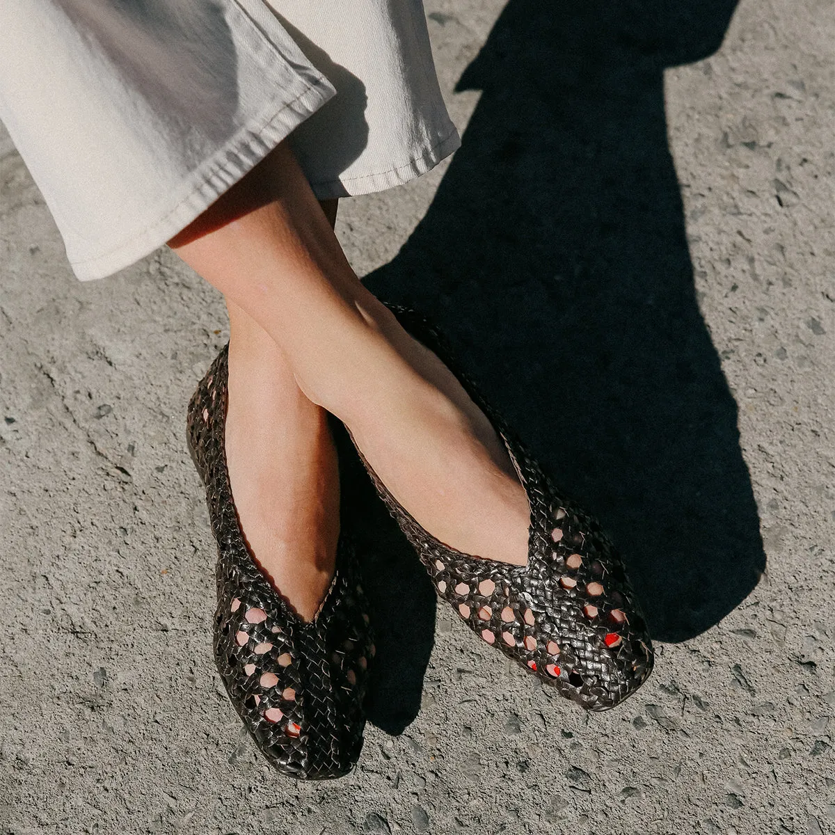 Comfort Wear Shoes The Woven Paz - Espresso Leather