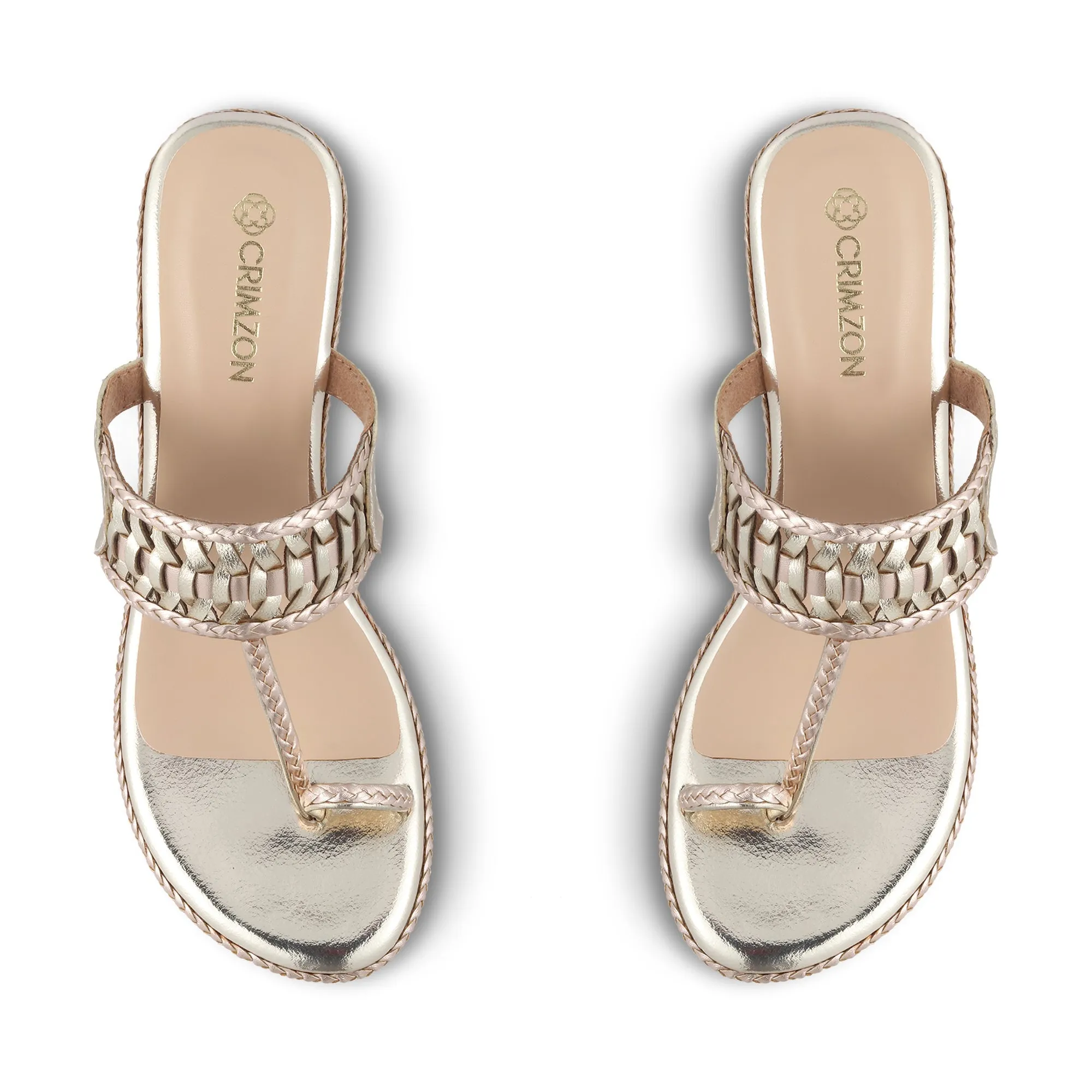 Noise Reducing Sole AISHA- ROSE GOLD KOLHAPURIS