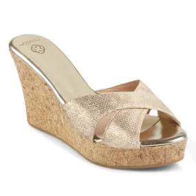 AIYANA- GOLD WEDGES Orthotic Friendly Design