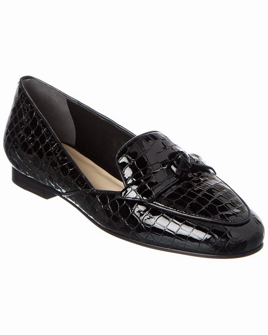 Stylish Leather Slip-ons Alexandre Birman Clarita Belgian Croc-Embossed Patent Loafer