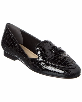 Simple Slip-on Comfort Alexandre Birman Clarita Belgian Croc-Embossed Patent Loafer