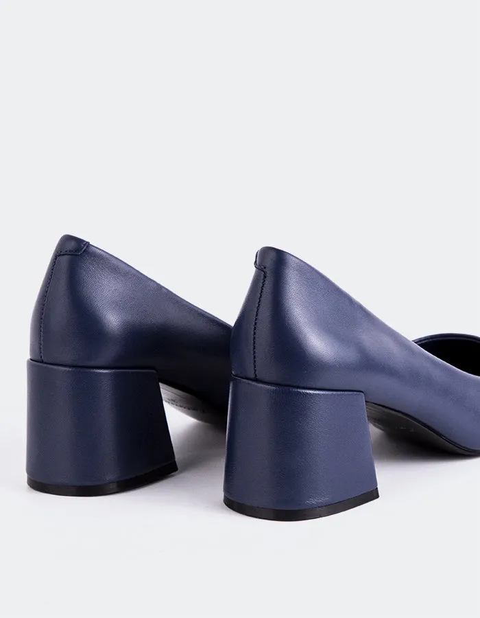 Josephine Navy Leather Glam Heels Luxury Pumps for Weddings