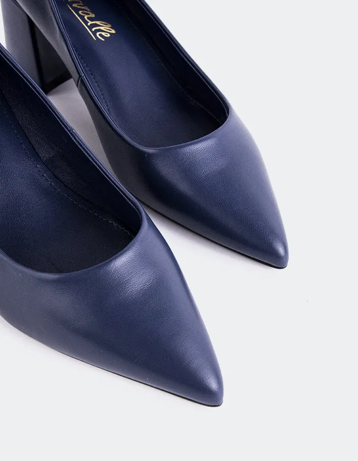 Breathable Lining Heeled Evening Sandals Josephine Navy Leather