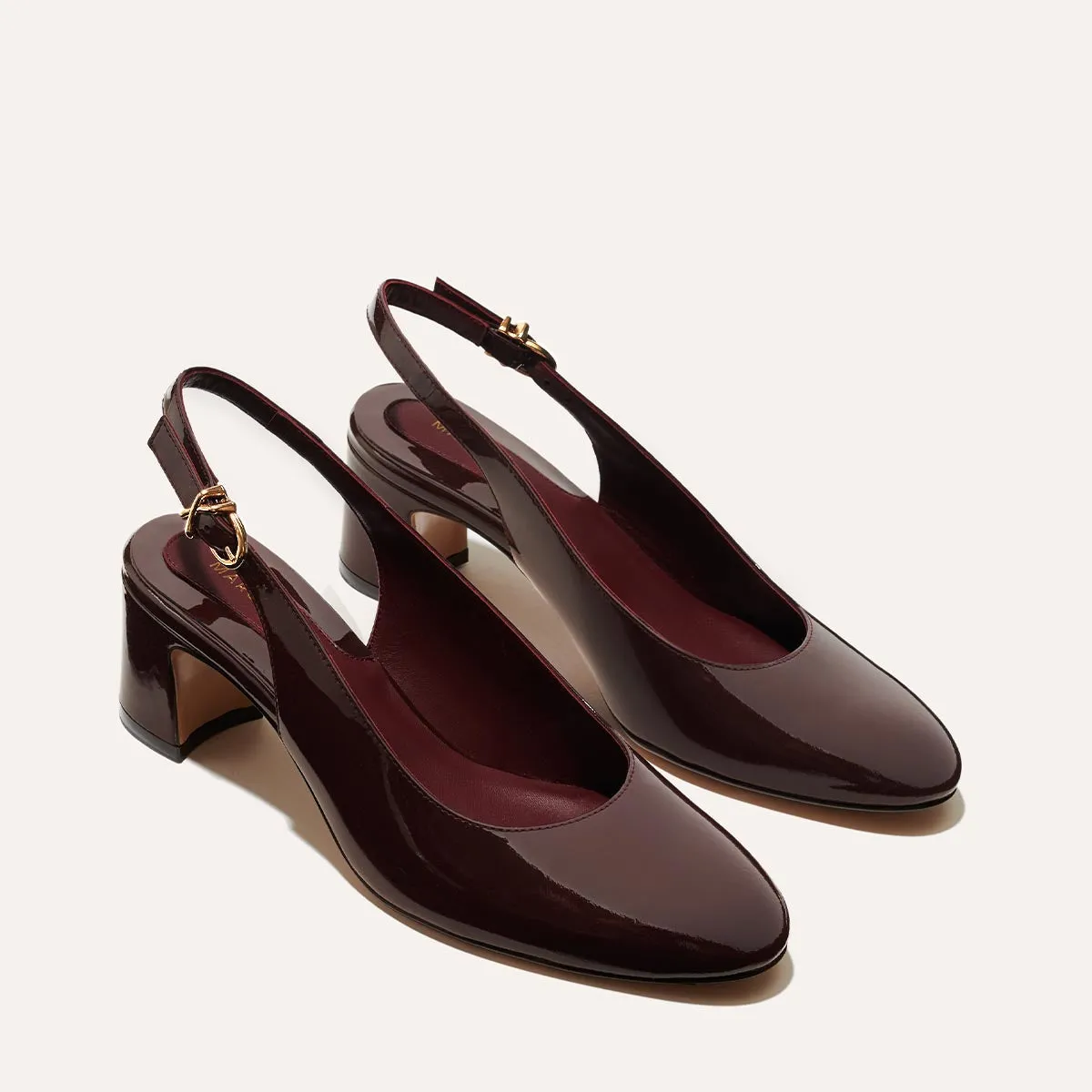 traction - reliability - level Luxurious lining The Cluny Slingback - Burgundy Patent