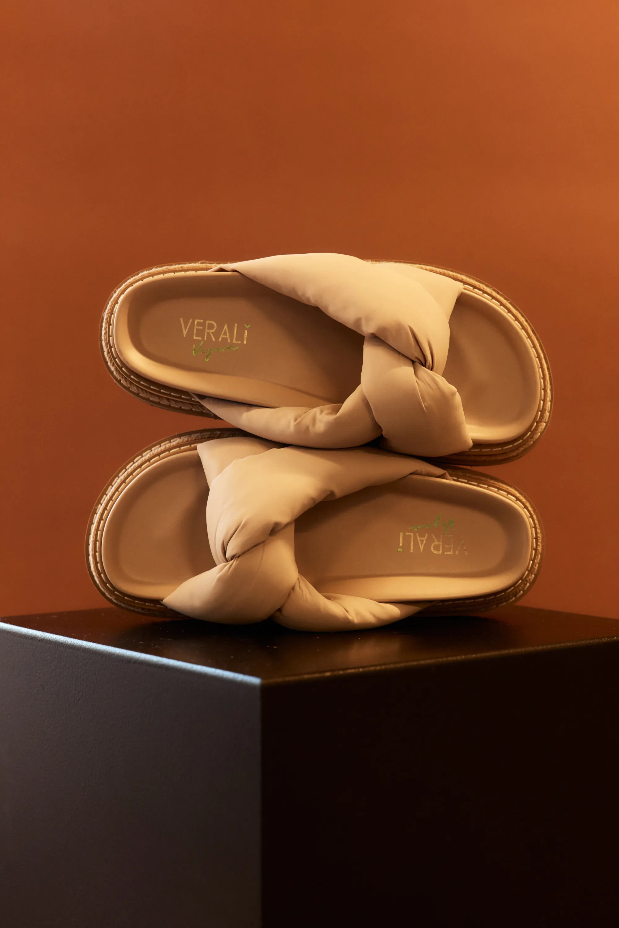 Velvet Touch Thames Flatform Slides - Stone Beige