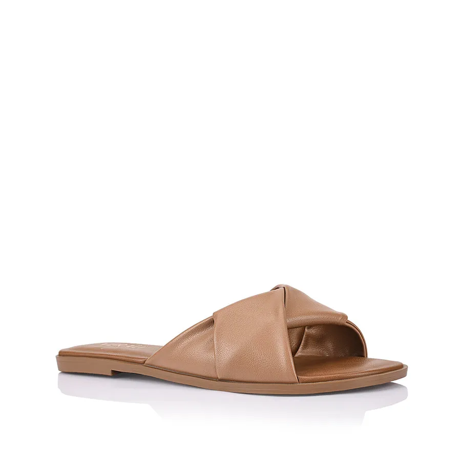 Elegant Cushion Sage Casual Slides - Dark Camel Tan