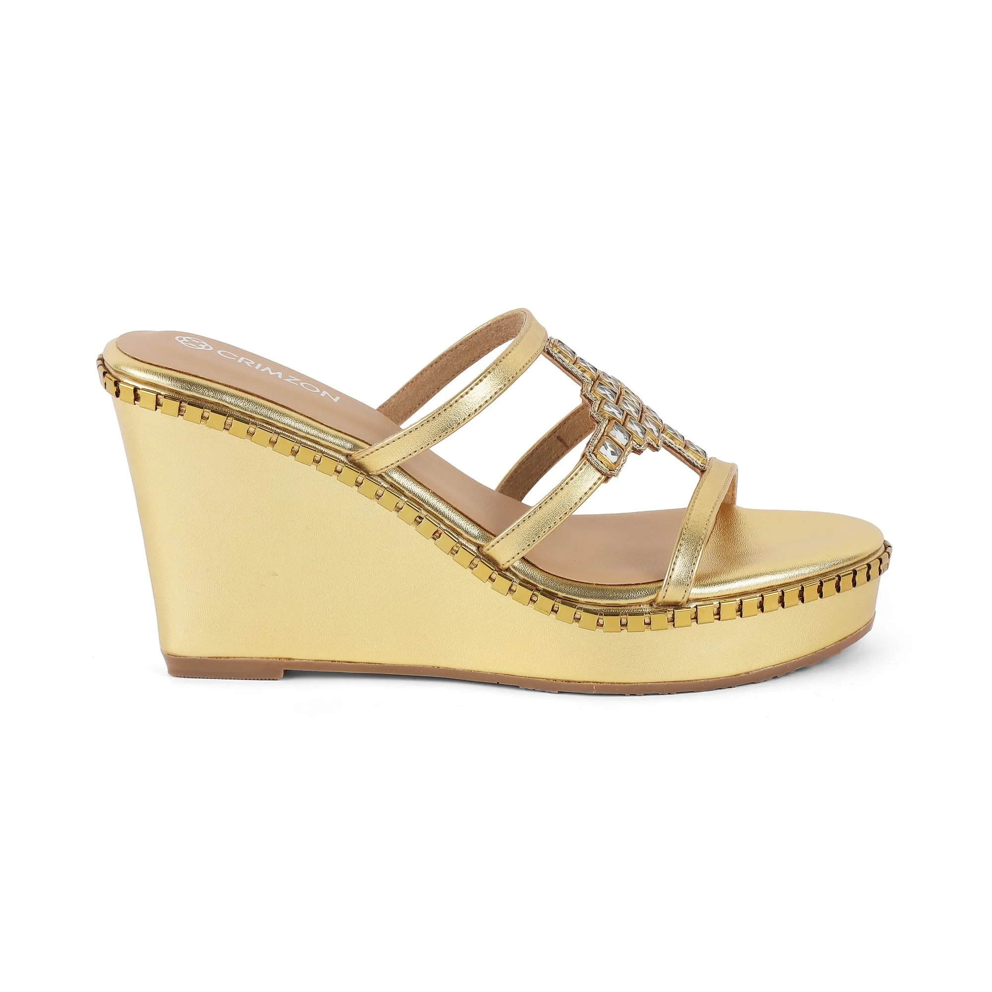 Casual Style Day Wear AMANI- GOLD WEDGES