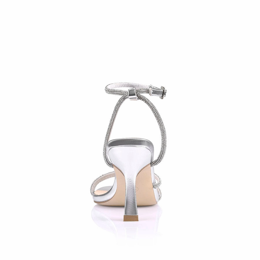 Textured Surface Pepper Strappy Sandals - Silver