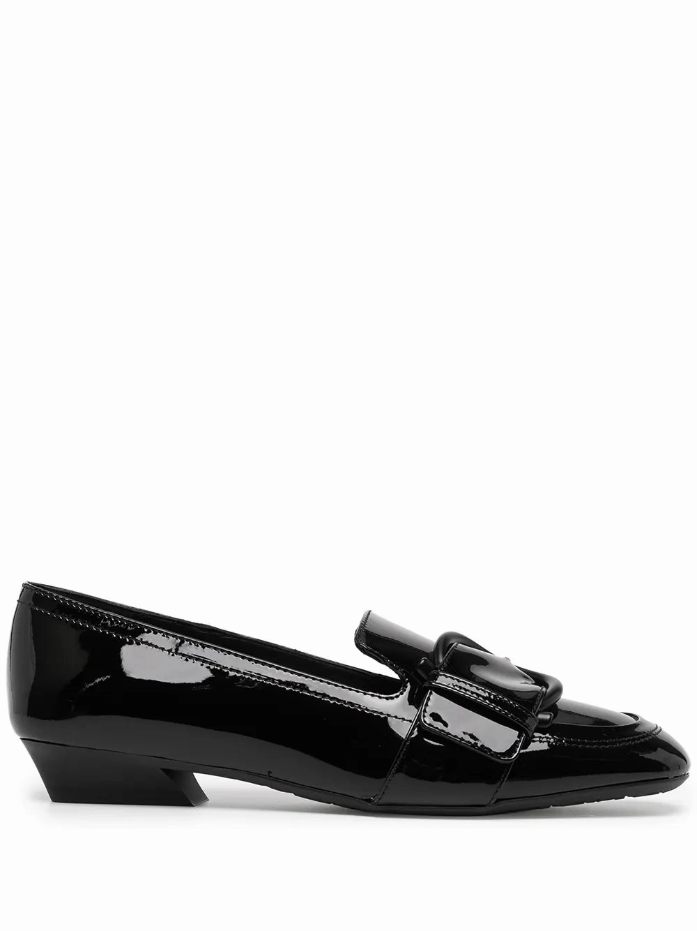 Flexible Ferragamo Buckle-Detail Leather Loafers