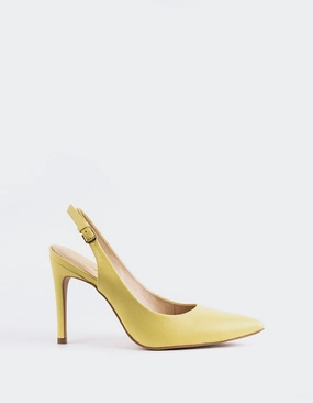 Open Heel Shoes Luxury heels Morisha Yellow Leather
