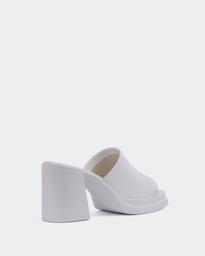 Arezzo White Leather Durable Material