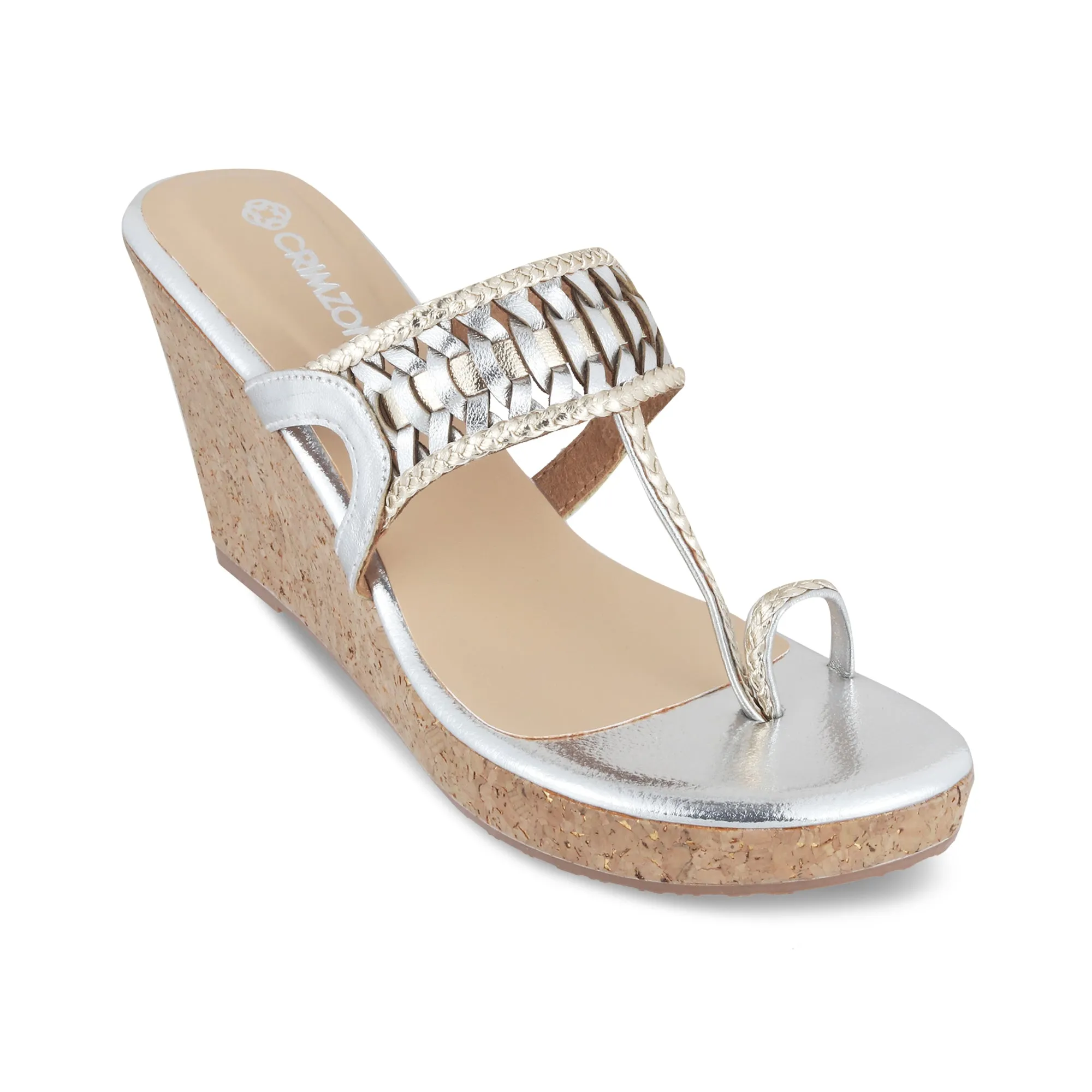 AISHA- SILVER KOLHAPURIS Refined fit Multi Surface Traction Grid