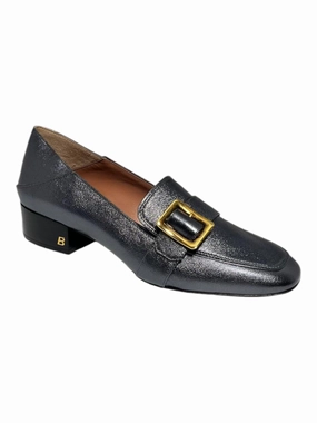 Bally Janelle 6217720 Ladies Metal Gray Loafers Leather All Hold Wood Path