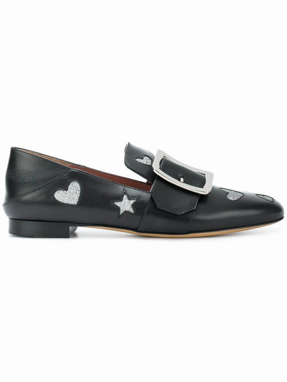 Flexible Walk Effortless Comfort Bally Janelle Hearts Women's 6221029 Black Leather Loafers
