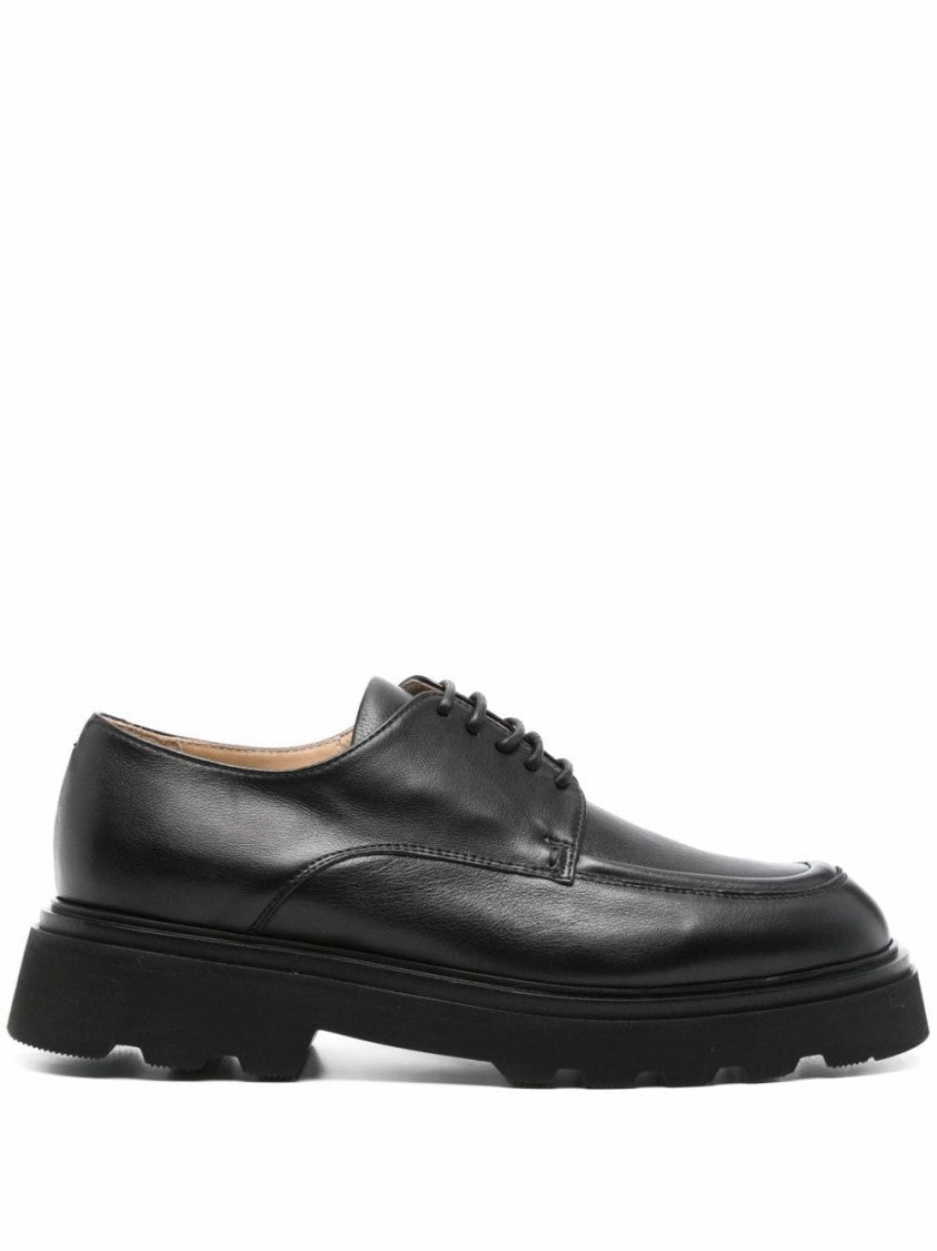 Flexible Cushioning Black Leather Loafers With Durable Rubber Sole