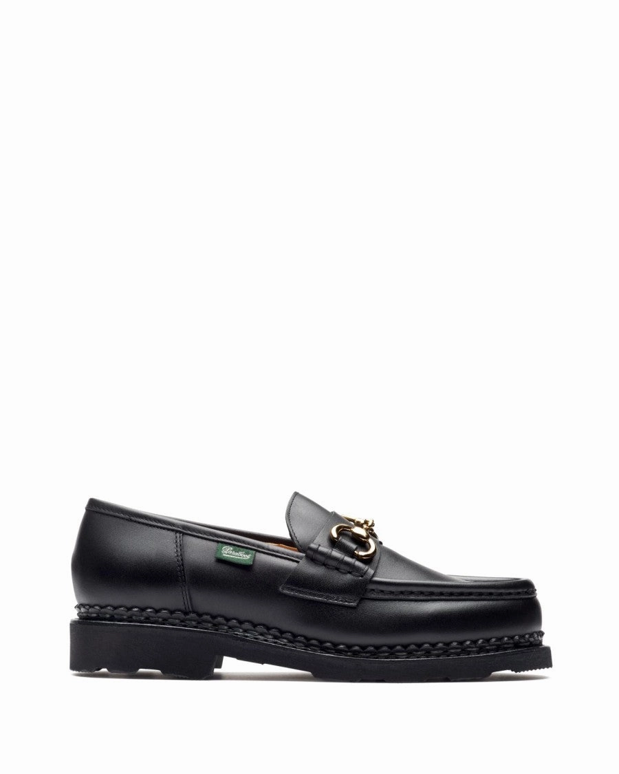 Black Leather Loafers With Rounded Toe Smart Casual Season Free