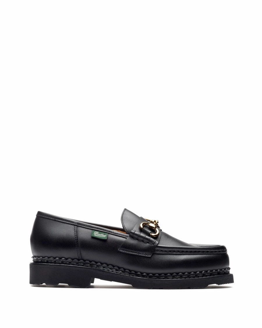 Black Leather Loafers With Rounded Toe Sunrise Walk