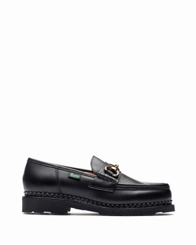Flex Dash Black Leather Loafers With Rounded Toe