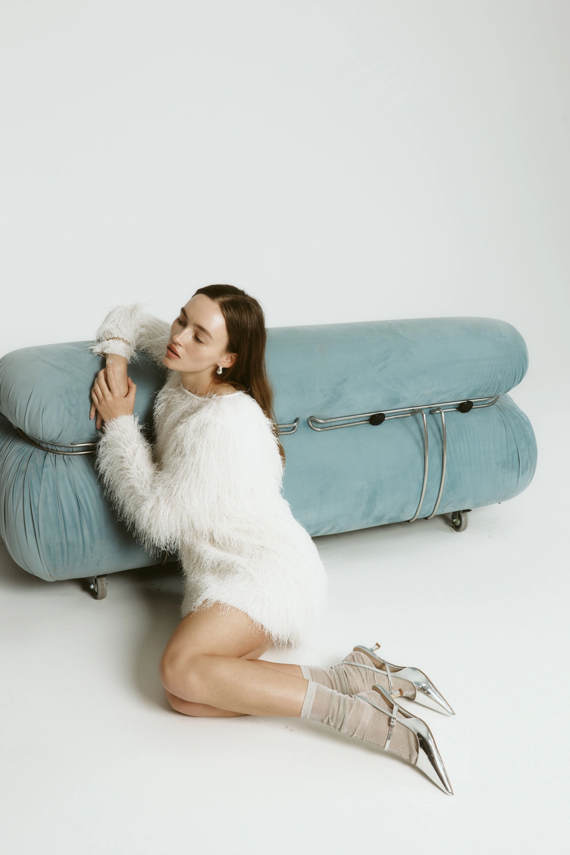 Luce Slingback Kitten Heels - Silver Mirror Sleek Pumps Elegant Stiletto Shoes