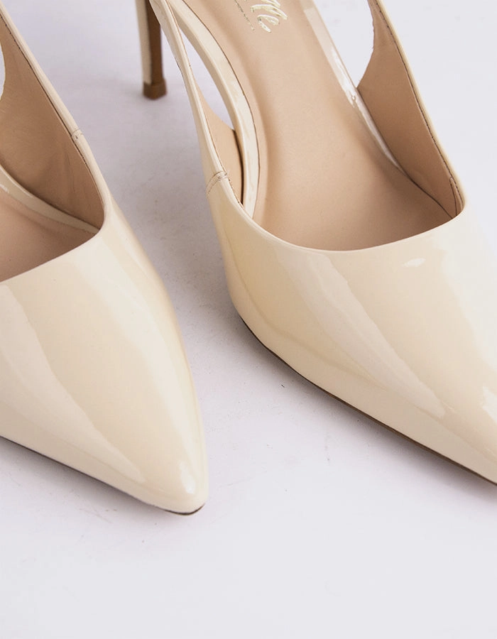 Peep Toe Booties Seasonal High Heels Borage Nude Patent