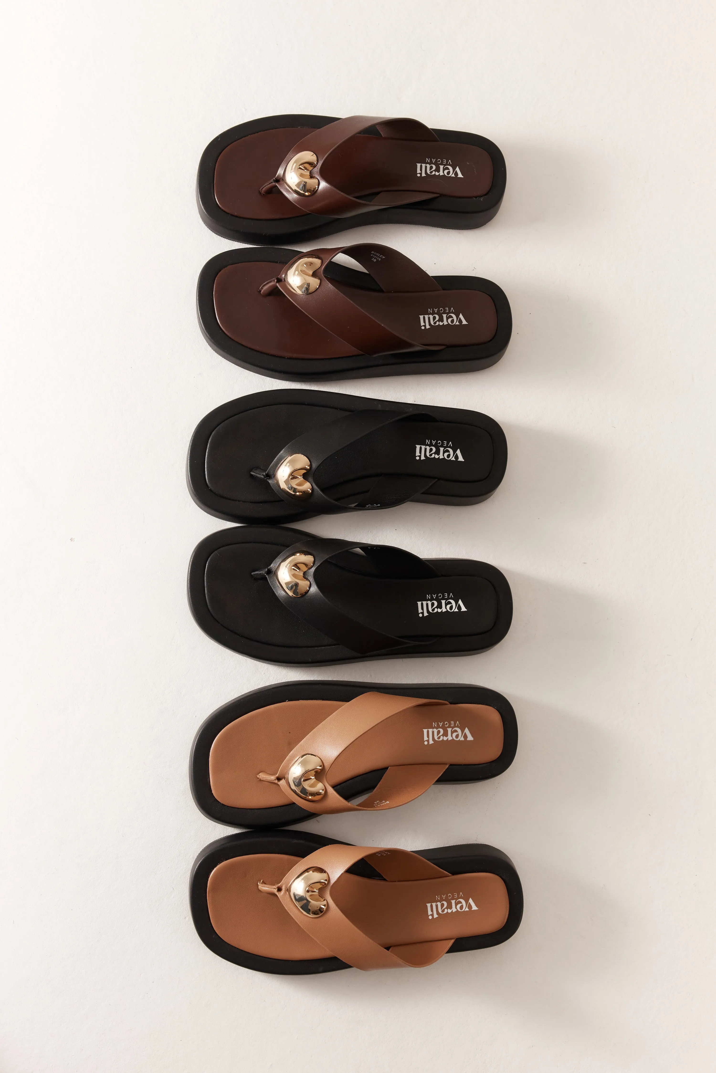 Bosley Platform Thongs - Chocolate Brown heel cup Music Mood