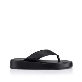 Minimalist Look Scandi Clean Bouncer II Flatform Thongs - Black Smooth