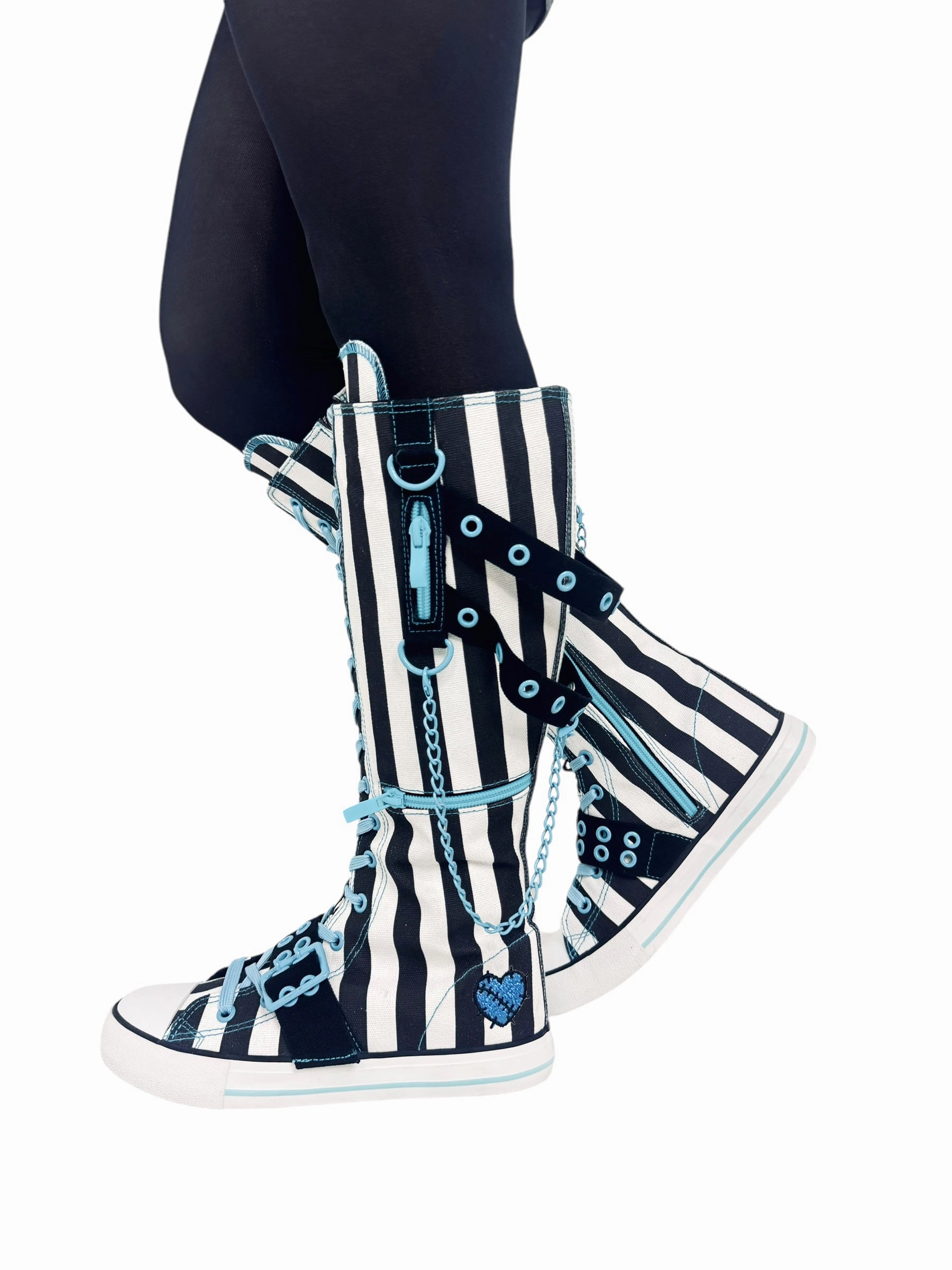 RAWR XD FRANKIE STEIN - BLACK/WHITE/BLUE Gel Infused Heel Pad Flexible frame