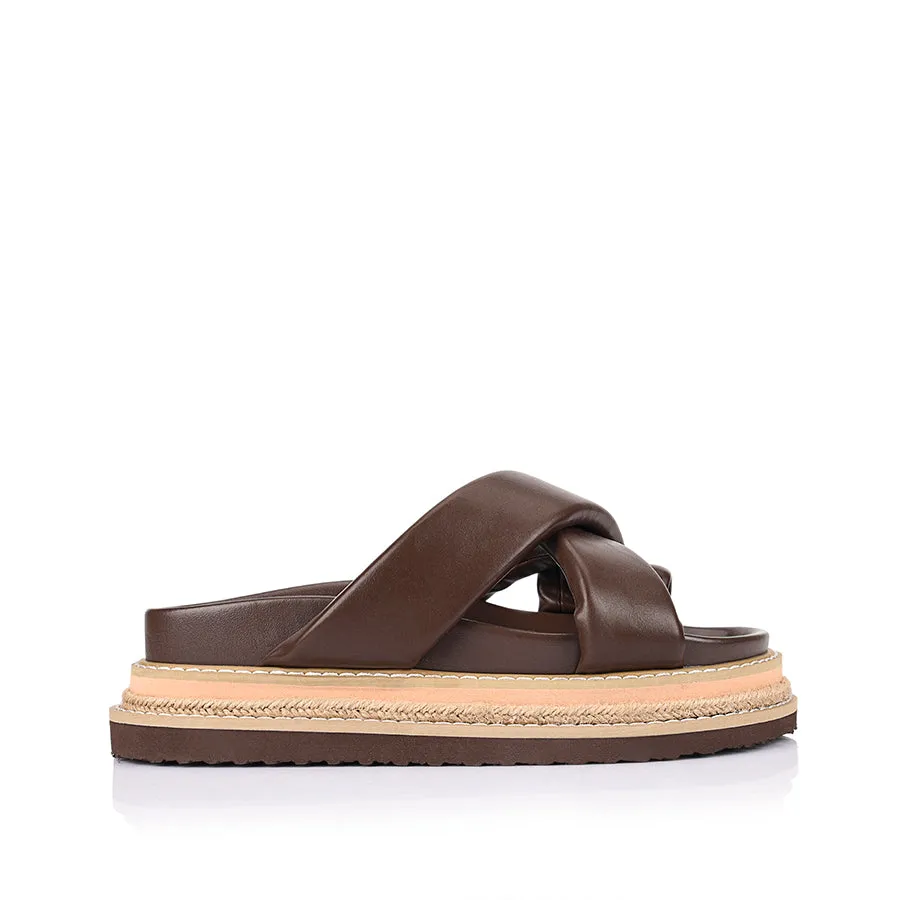 Shore Walk Thelma Flatform Slides - Chocolate Brown