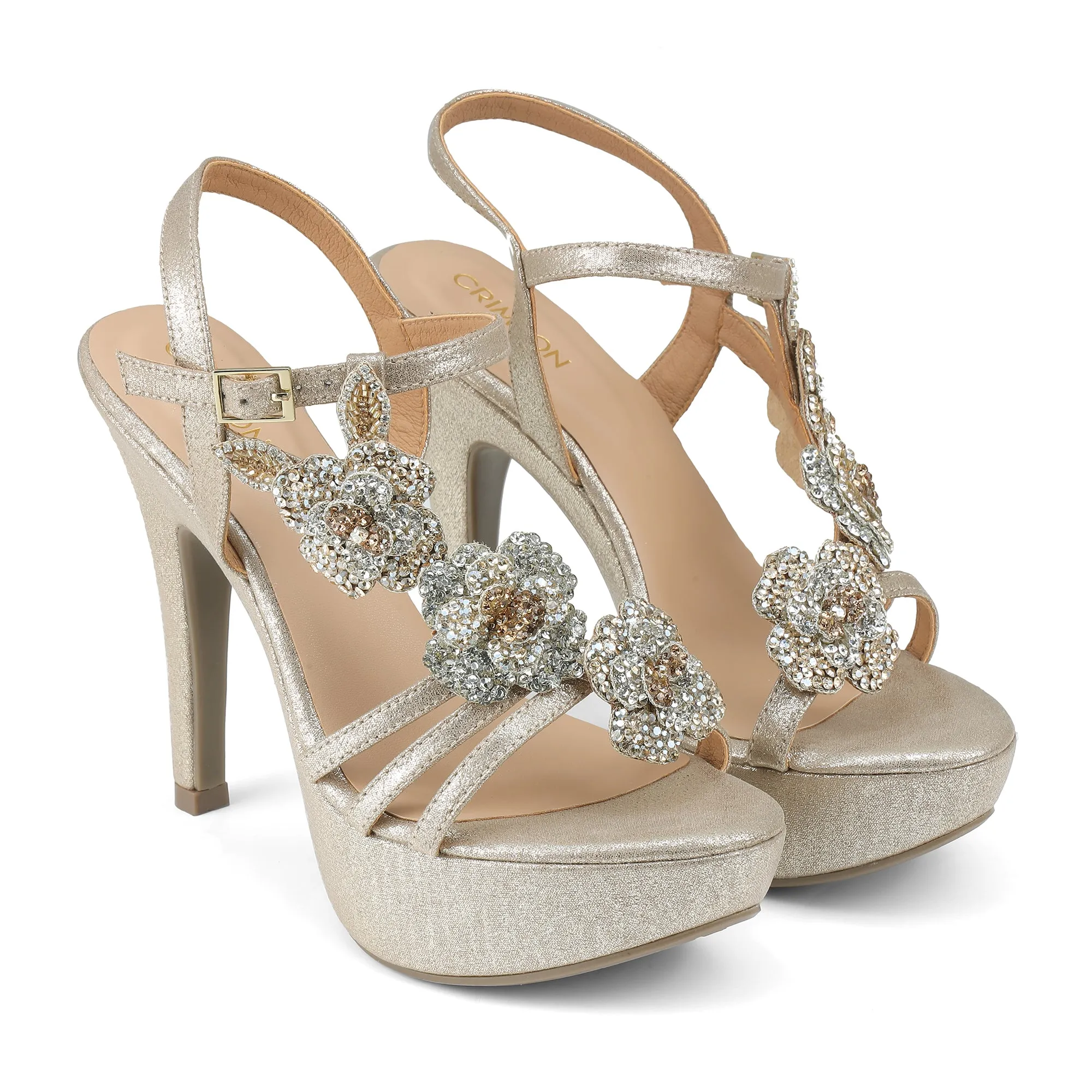 PRAVEEN- GOLD STILETTOS Fresh Edge Holiday Party Footwear