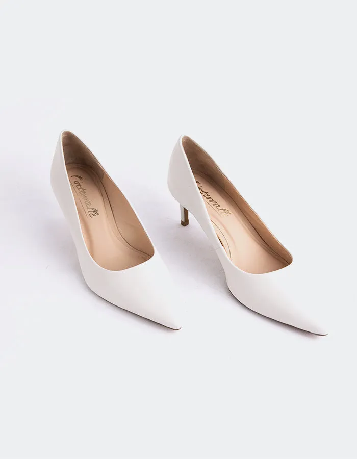 Phlox Off White Leather Lightweight Feel Luxury Wedding Pumps