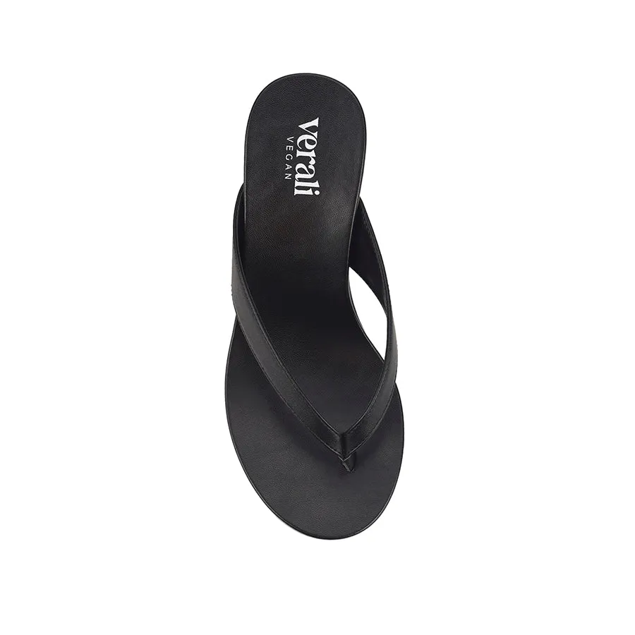 Polly Thong Wedges - Black Comfy Footwear