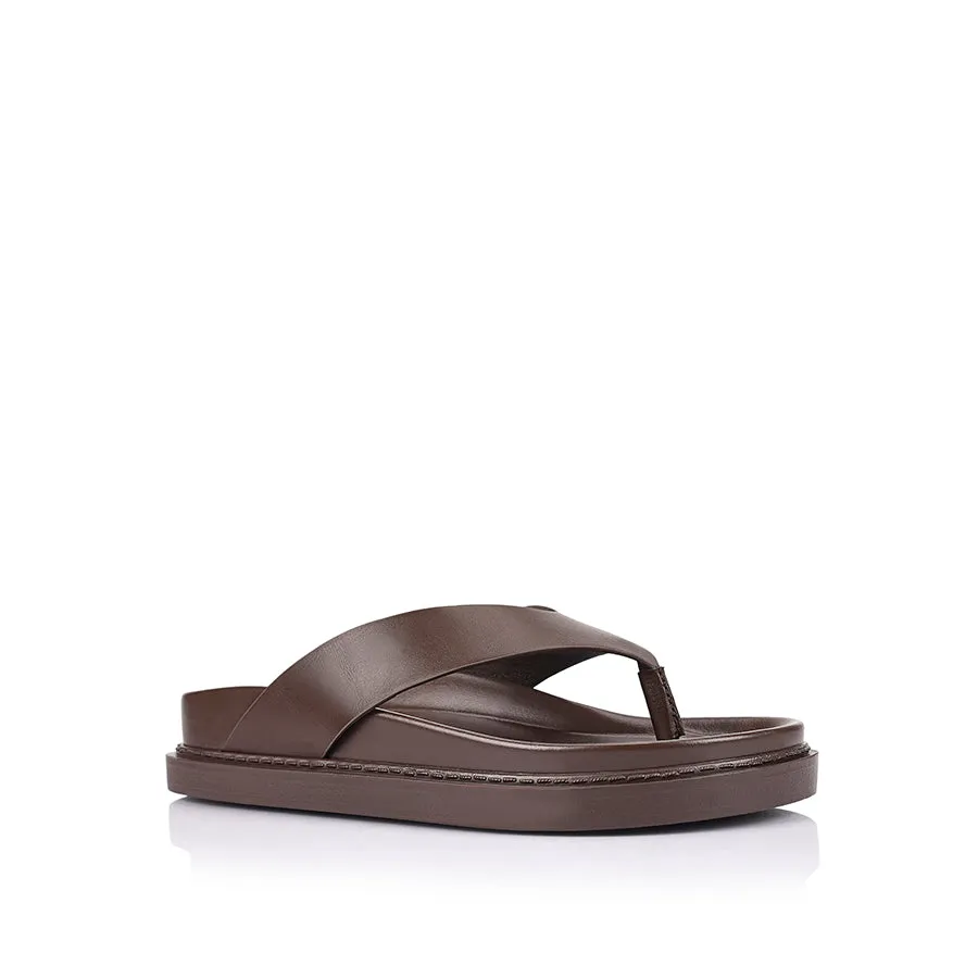 Bridget Footbed Slides - Chocolate Brown Sand Step