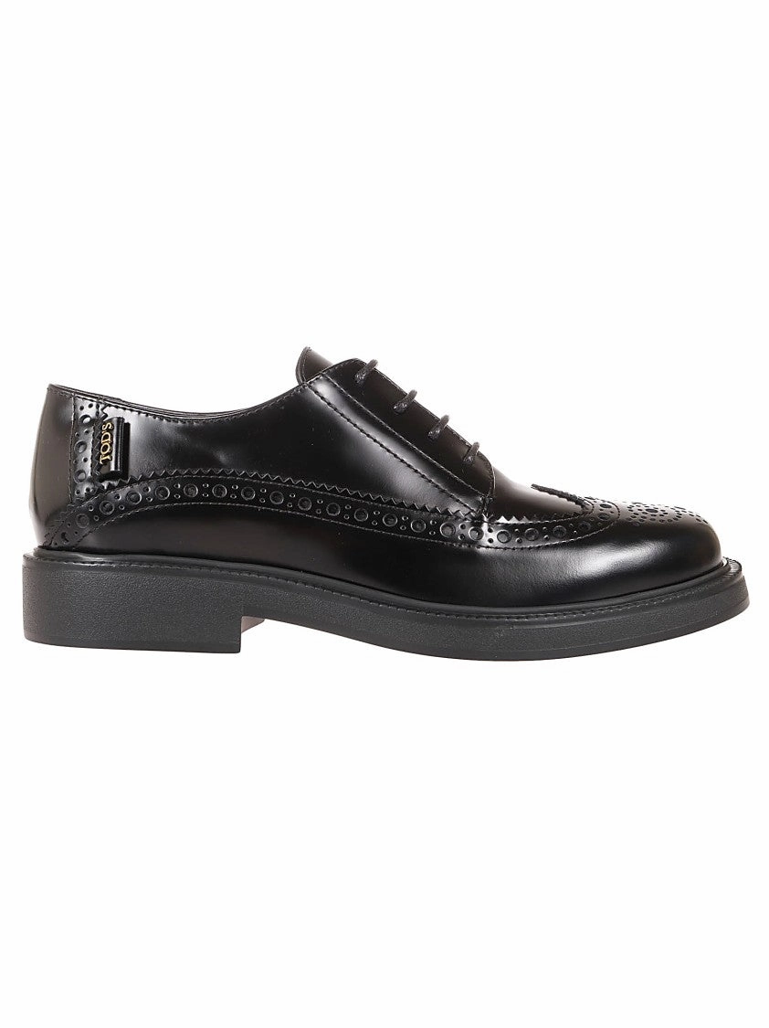 Brogue Detail Leather Shoes With Sturdy Sole Ground Steady