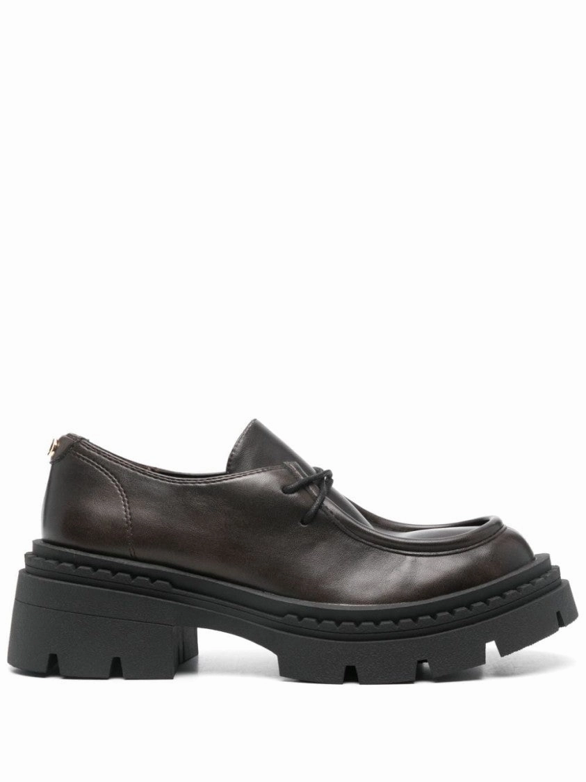 City Dash Brown Lace-Up Loafers With Distinctive Design