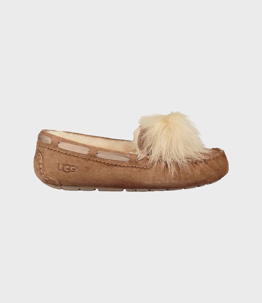 Natural motion City Balance UGG Dakota Pom Pom 1019015 Moccasins Slipper Women's Chestnut Suede Slip On