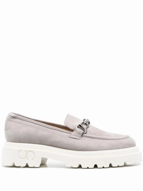 Grey Leather Loafers Comfortable Leather Slip-ons