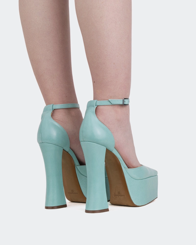 Wide fit Urban Trend Cabaret, Blue Leather/Cuir Bleu