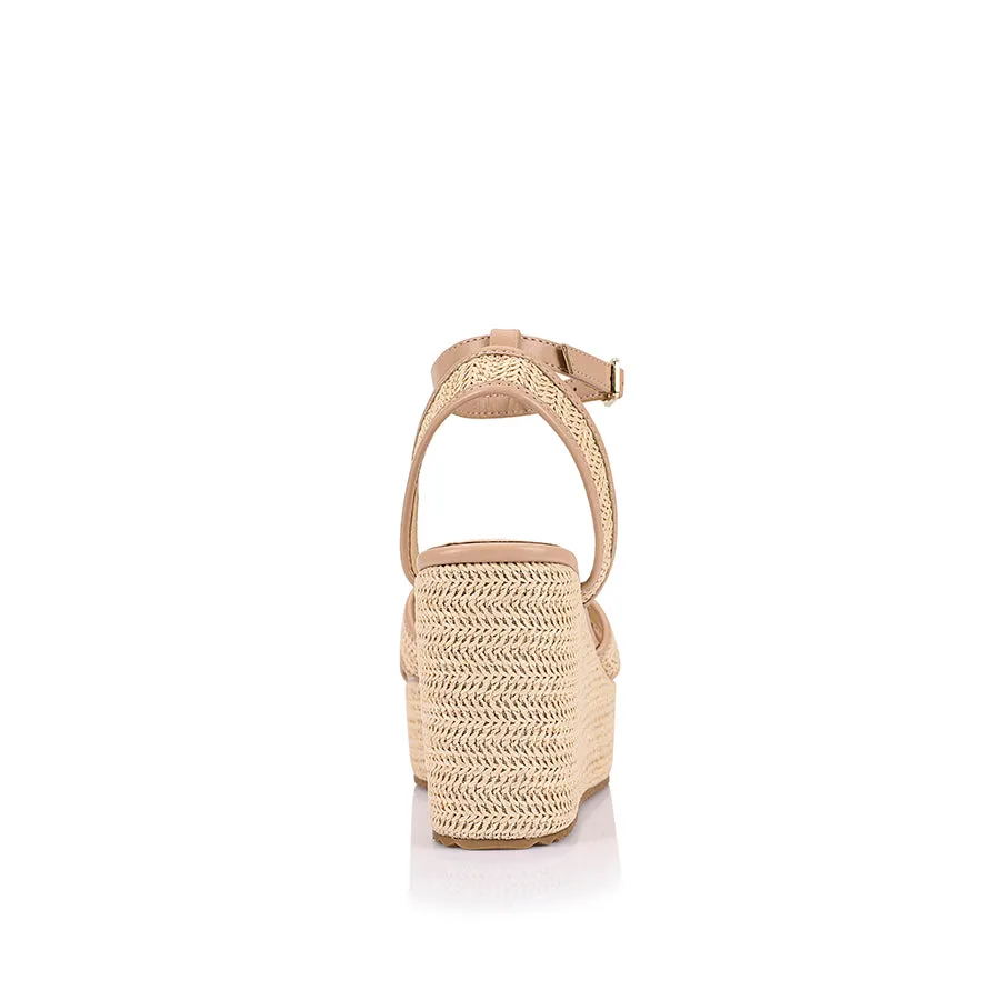 Vintage Vibe Callipo Raffia Wedges - Beige/Raffia