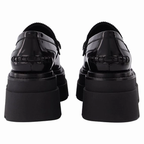 Carter 75 Platform Loafers in Black Leather Supportive Footbed Festival Walk