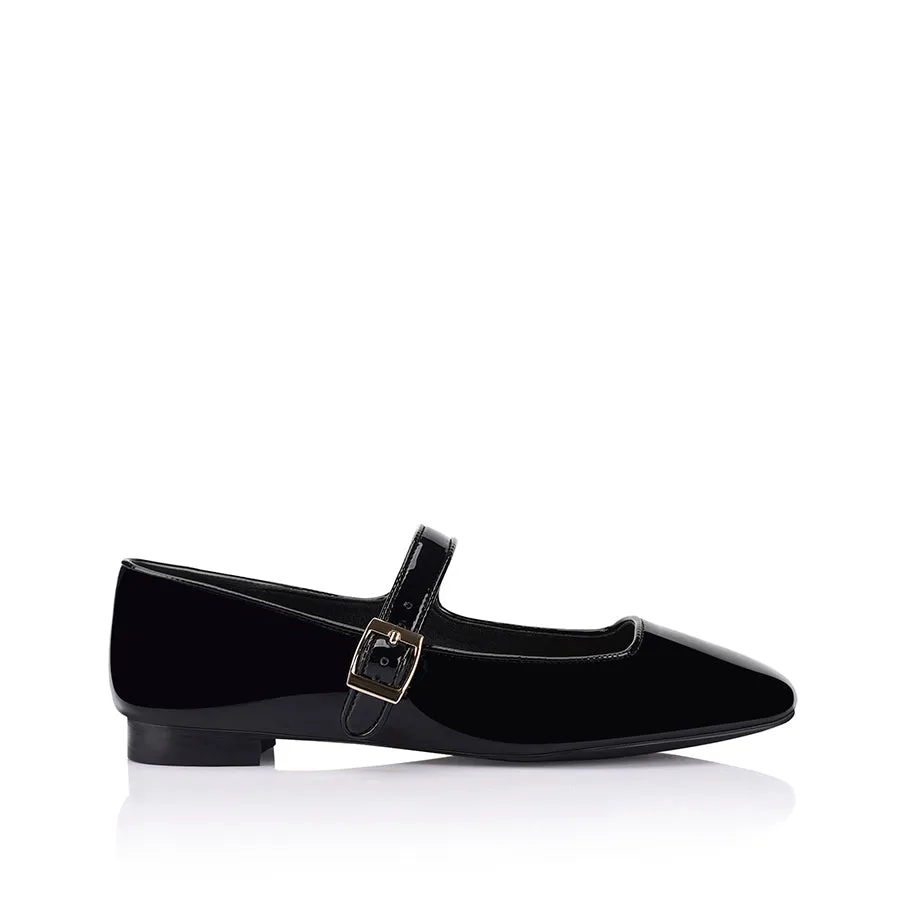 Market Show Wild Glow Eden Mary Jane Flats - Black Patent