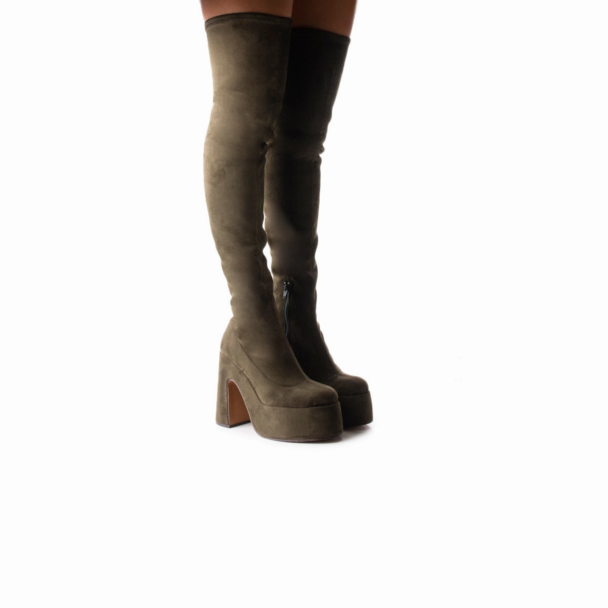 Finesse Dark Green Suede Stretch Fashion Revolution Timeless Design