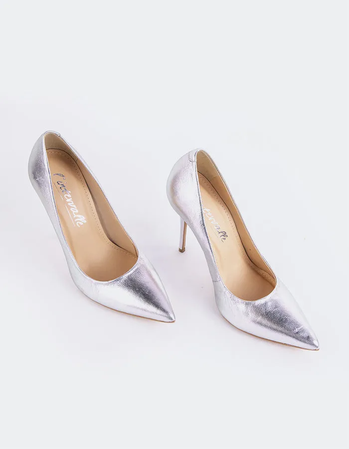 Teeva Silver Leather Evening Ready Stretchable Fabric