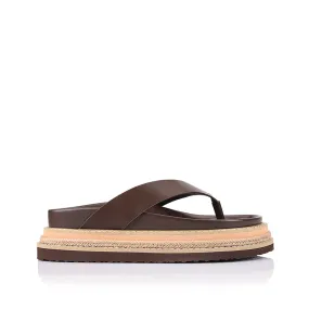 Timeless Appeal Shoes Comfort footbed Theo Platform Thongs - Chocolate Brown