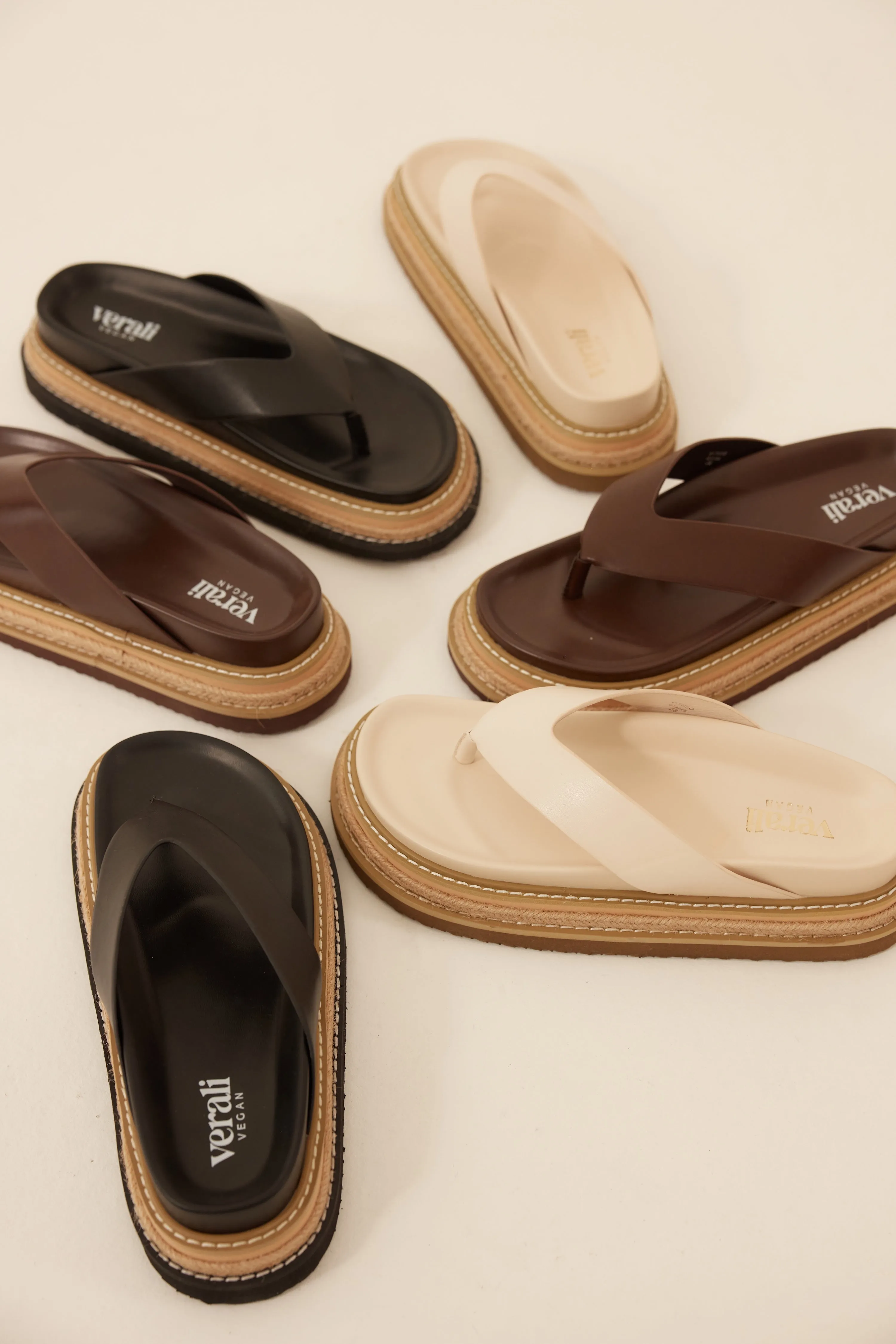 Theo Platform Thongs - Chocolate Brown Art Mood Pollen Air