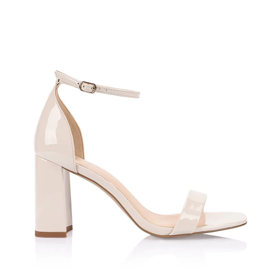 Shift Step Park Trip Carly Block Heel Sandals - Bone Patent